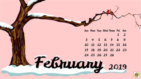 Free Download February 2019 Desktop Calendar Composure Graphics