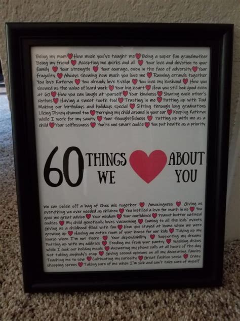 60 Things We Love About You 60th Birthday T For