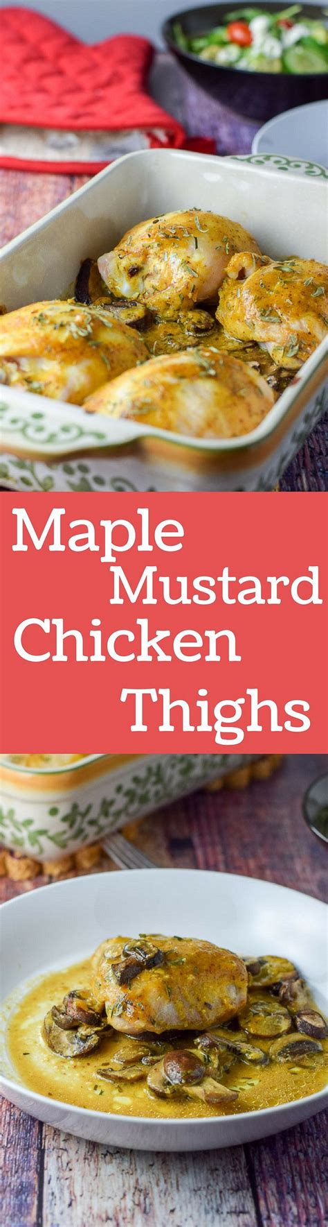 Sprinkle the chicken with 1½ teaspoons salt and ¾ teaspoon pepper. This baked maple mustard chicken thighs recipe is so ...