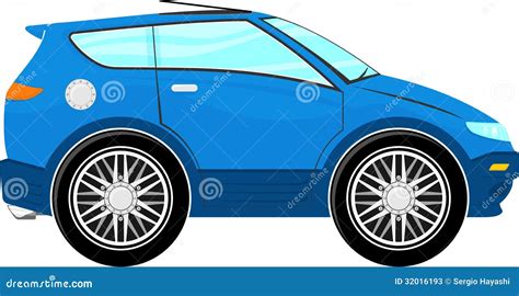Funny Blue Police Car Cartoon Vector Illustration