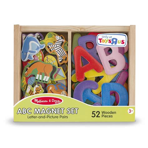The Melissa And Doug Abc And Animal Magnet Set Is A 52 Piece Wooden