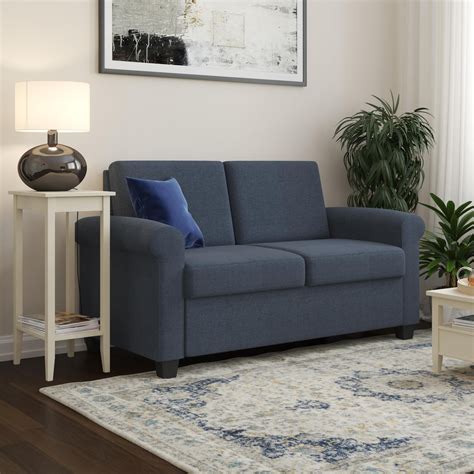 Dhp Logan Loveseat Sleeper Sofa Twin Sofa Bed Blue Linen Walmart