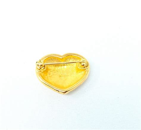 Vintage Swarovski Crystal Gold Tone Heart Brooch Gem