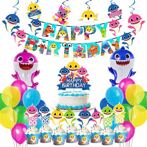 Buy Party Propz Baby Shark Theme Birthday Decorations 60pcs Combo Set