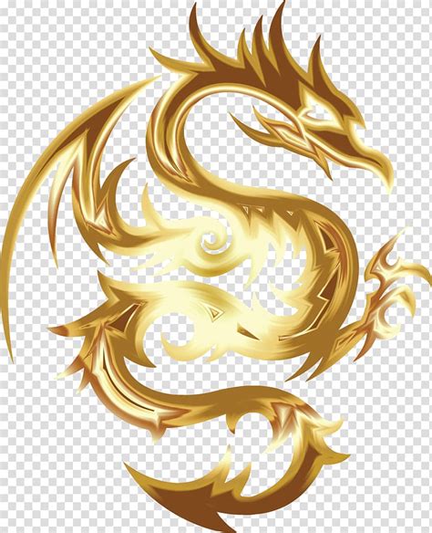 Gold Colored Dragon Illustration Chinese Dragon Desktop Mythology