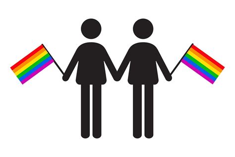 Two Man Icon Holding Rainbow Gay Flag Lgbtq Pride Icon Vector