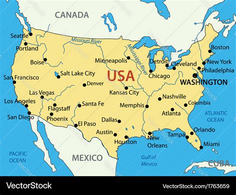 United states of america - map Royalty Free Vector Image