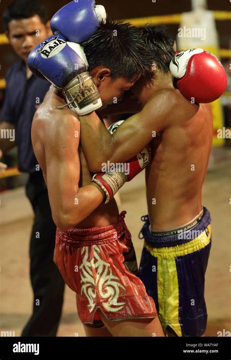 Traditional Muay Lao Boxer At A Kick Boxing Tournament In Vientianne