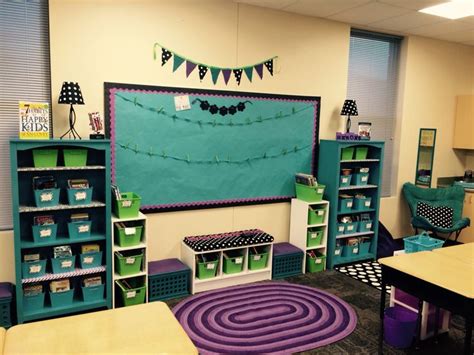 You can share your desktop screen teacher. Classroom library, pride bulletin board, purple rug, polka ...