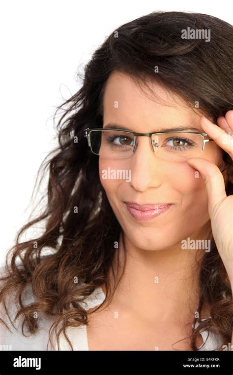 Brunette Wearing Glasses Stock Photo Alamy