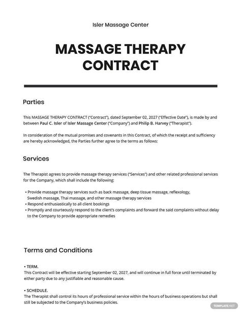 Therapy Contract Template