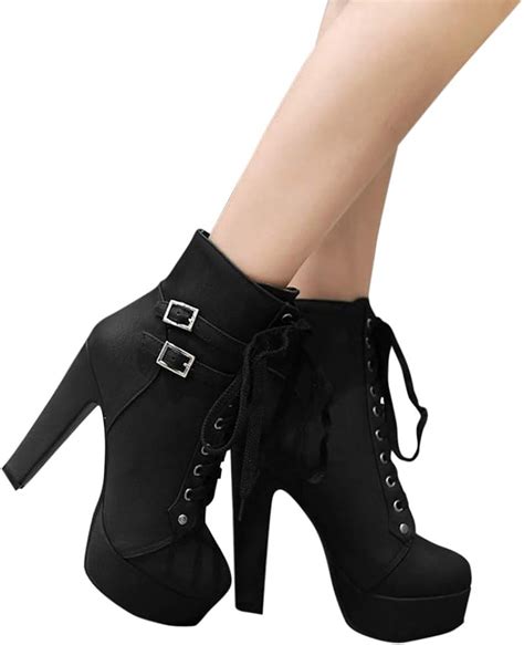 susanny high heel boots for women womens platform boot heels sexy round toe lace up