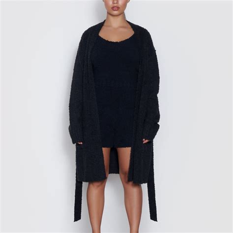 Cozy Knit Short Robe - Onyx | SKIMS