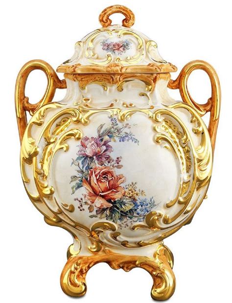 Casa Padrino Barock Keramik Vase Mit Deckel Und 2 Tragegriffen Weiß