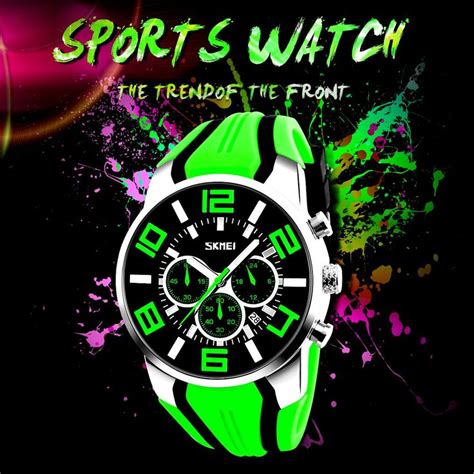 Black Mens Sport Watches For Men Green Orange Red Blue Bright Colorful