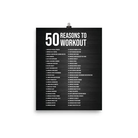 50 Reasons To Workout T Gym Poster Motivational Prints Bodybuilding Weightlifting