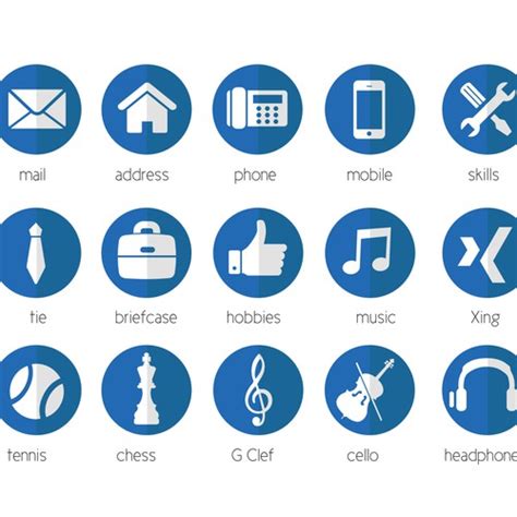 You can use these free icons and png images for your photoshop design, documents, web sites, art projects or google presentations, powerpoint templates. 20 modern Icons for personal CV / Resume | Pictogram of ...