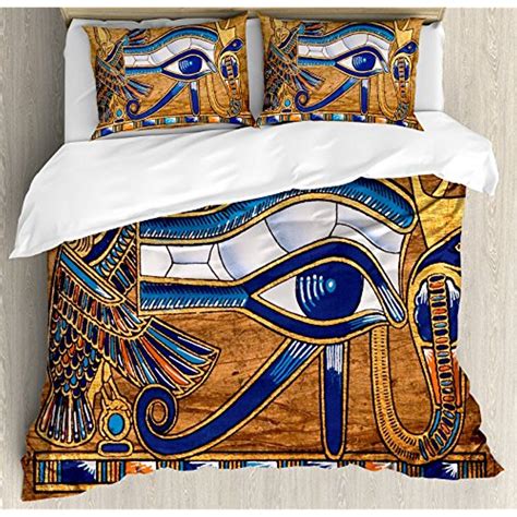 Egyptian Duvet Cover Set By Ambesonne Egyptian Ancient Art Papyrus Depicting Horus Eye Mosaic