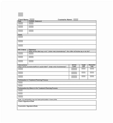 Free Treatment Plan Template Printable Templates