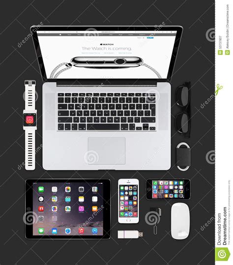 apple gadgets technology mockup consisting macbook ipad iphone editorial photography image