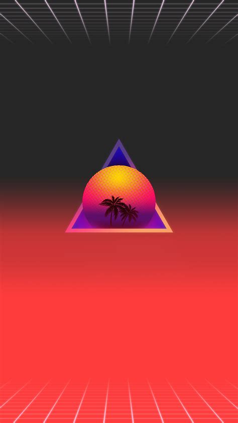 Synthwave Outrun Vaporwave Retrowave Sunset Palm Trees Digital Art