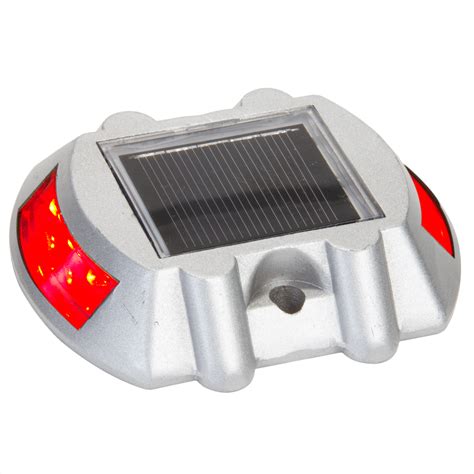 Solar Powered Red Led Road Stud Driveway Light Pathway Deck Dock
