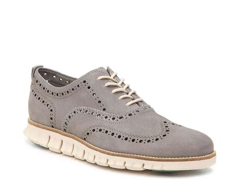 Cole Haan Suede Zerogrand Open Ii Wingtip Oxford In Grey Gray For Men