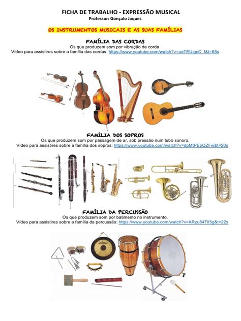 Família Dos Instrumentos Musicais Pdf Instrumentos De Corda
