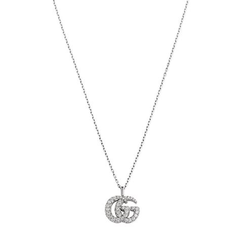 Gucci Gg Running White Gold Large Diamond Necklace Jr Dunn Jewelers