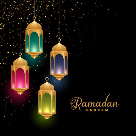 golden colorful islamic lanterns ramadan kareem background - Download
