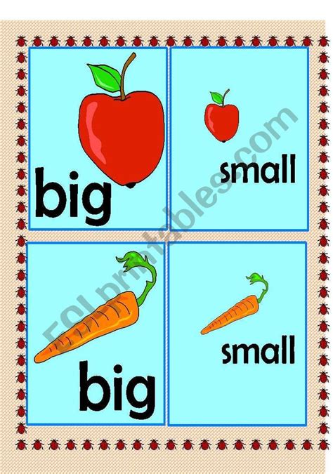 English Worksheets Big And Small Flashcard In 2020 Math Activities