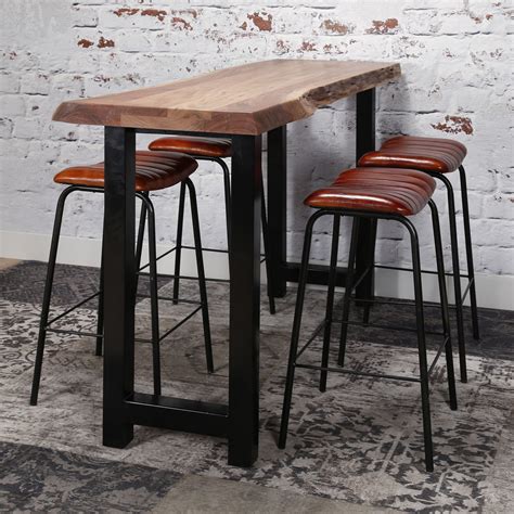 Table bar bois massif métal 150 cm MELBOURNE | Tables hautes / Mange
