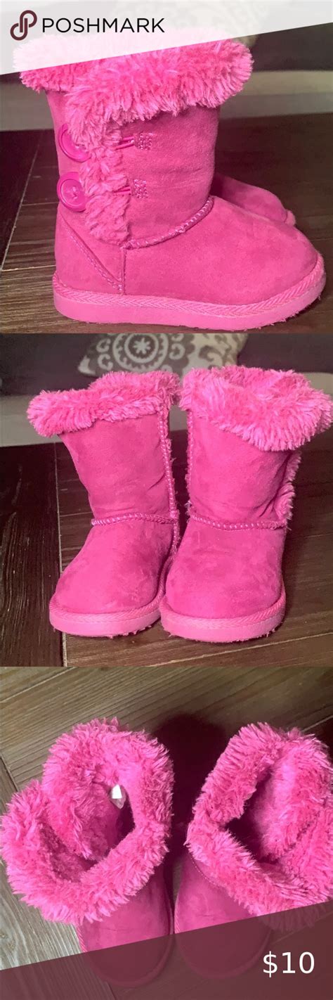 Pink Winter Faux Fur Toddler Boots Size 6 Pink Faux Fur Lined Boots