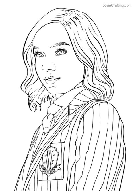 Enid Sinclair Coloring Page Wednesday Addams Netflix Joy In Crafting