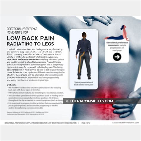 Directional Preference Sample Progressions For Low Back Pain With Radi