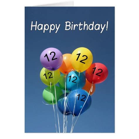 Happy 12th Birthday Colored Balloons In A Blue Sky Zazzle Happy