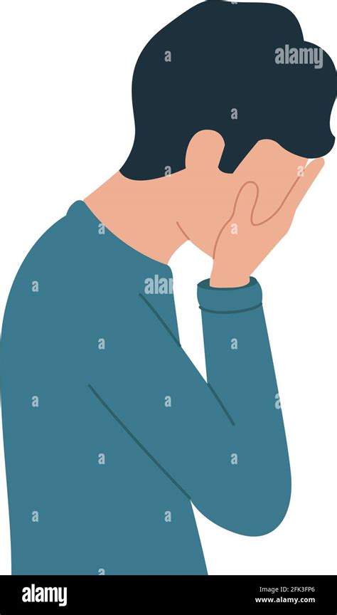 Vector Illustration Of A Young Guy In Depression Upset Man Desperate