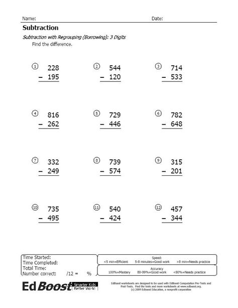 3 Digit Subtraction Regrouping Worksheet Pdf Subtracting 3 Digit