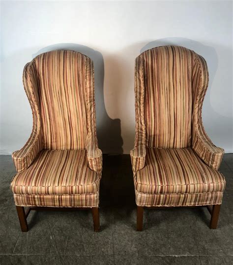 Results for wing back chairs. Dramatic Pair of Wing Back Scroll Arm Chairs Attributed to ...
