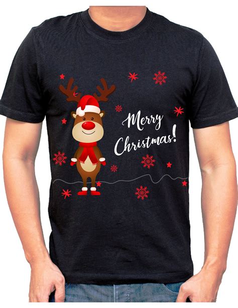 Merry Christmas 1 Stylish T Shirts Themed Printed Cotton Etsy Uk