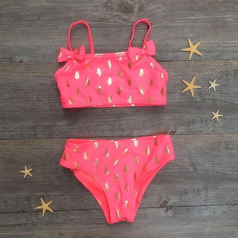 Pineapple Print Girls Bikini 2019 Bow Cute Children Swimwear Swimsuit