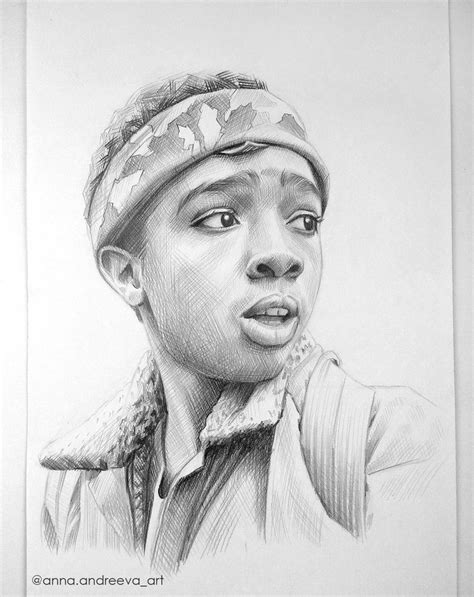 Stranger Things Pencil Drawing Fan Art Of Lucas By Anna Andreeva Lucas