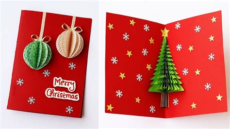 3d christmas pop up card how to make christmas tree greeting card