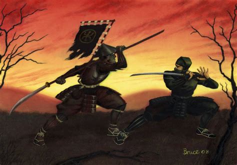 illustration combat samouraï ninja