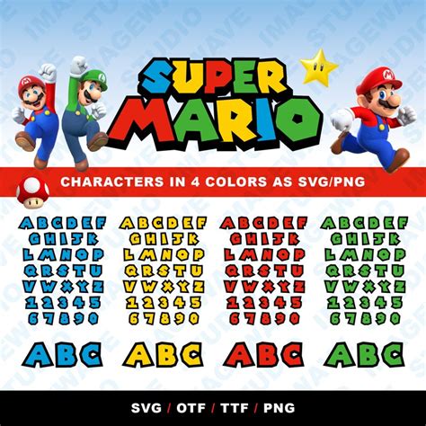 Mario Font Mario Alphabet Svg Super Rgyb Font Svg Mario Luigi Svg