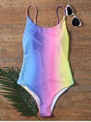 Off Colorful Ombre Backless One Piece Swimwear Rosegal