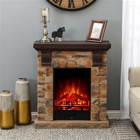 Luxen Home Polystone Brick Electric Fireplace Whif993