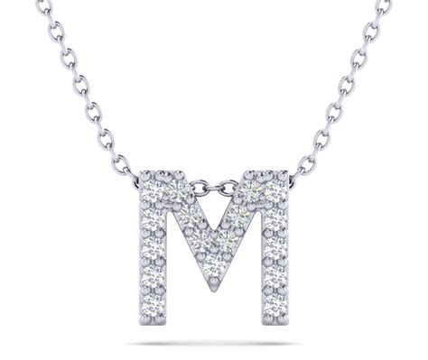 18k White Gold Diamond Letter M Necklace