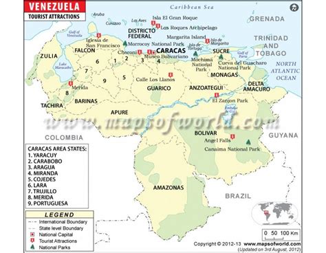 Vector Map Of Venezuela With Tourist Attractions Tourist Attraction