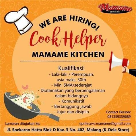 Gaji yang sesuai dengan tugas helper indomaret tahun 2021. Lowongan Kerja Cook Helper - 𝙈𝙊𝙃𝘼𝙈𝙈𝘼𝘿 𝙅𝘼𝙀𝙉𝙐𝘿𝙄𝙉 di Malang ...